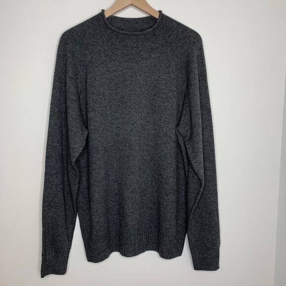 Naadam Mockneck Wool Blend Sweater Men Grey XL Cashmere Wool - Picture 3 of 15
